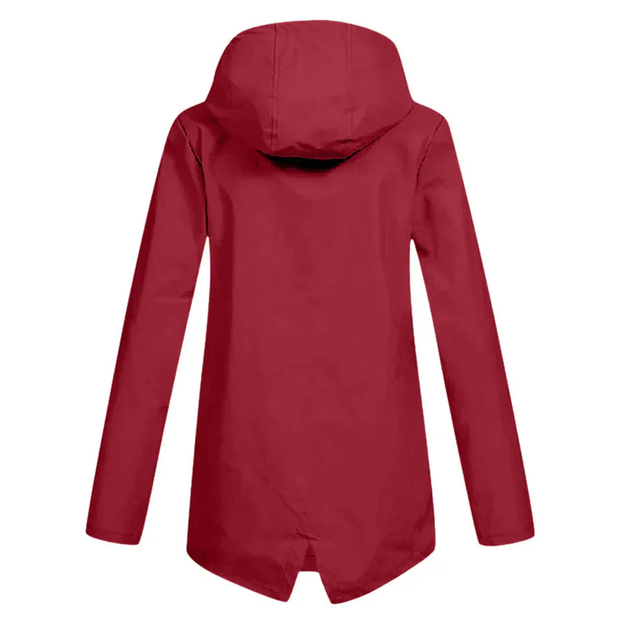 Women's Raincoat - Waterproof with Hood - Zipper & Front Pockets - Comfortable Fit