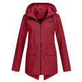 Women's Raincoat - Waterproof with Hood - Zipper & Front Pockets - Comfortable Fit