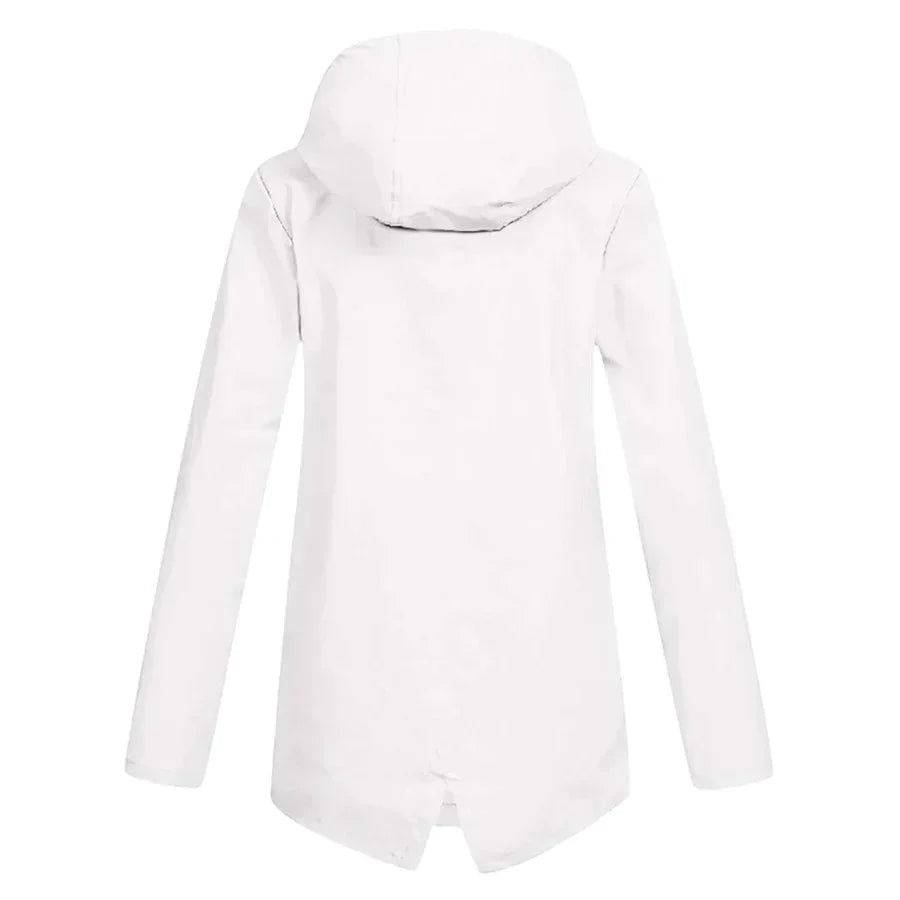 Women's Raincoat - Waterproof with Hood - Zipper & Front Pockets - Comfortable Fit