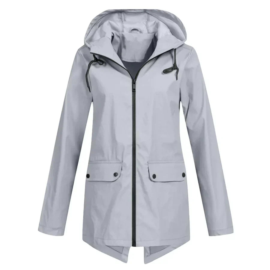 Women's Raincoat - Waterproof with Hood - Zipper & Front Pockets - Comfortable Fit