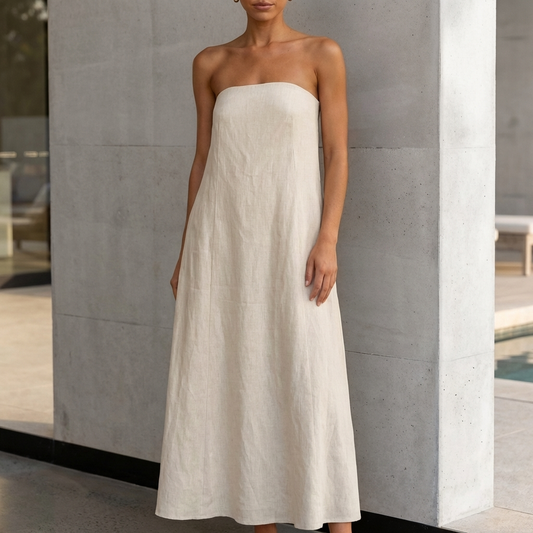 Minimalist Strapless Maxi Dress with A-Line Silhouette