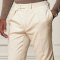 Men's Trousers – Wool Blend – Straight Fit – Single Pleat – Adjustable Waist
