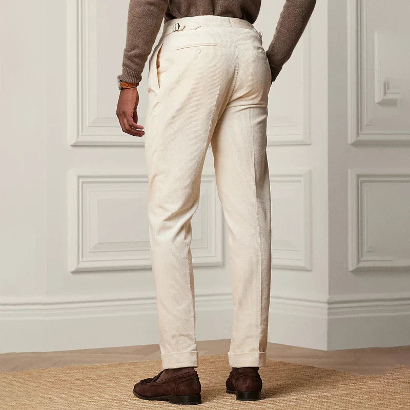 Men's Trousers – Wool Blend – Straight Fit – Single Pleat – Adjustable Waist