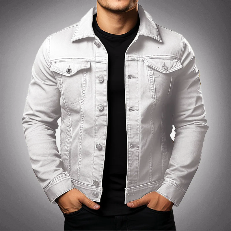 Men's Denim Jacket – Structured Fit – Button Closure – Classic Collar – Breathable Design