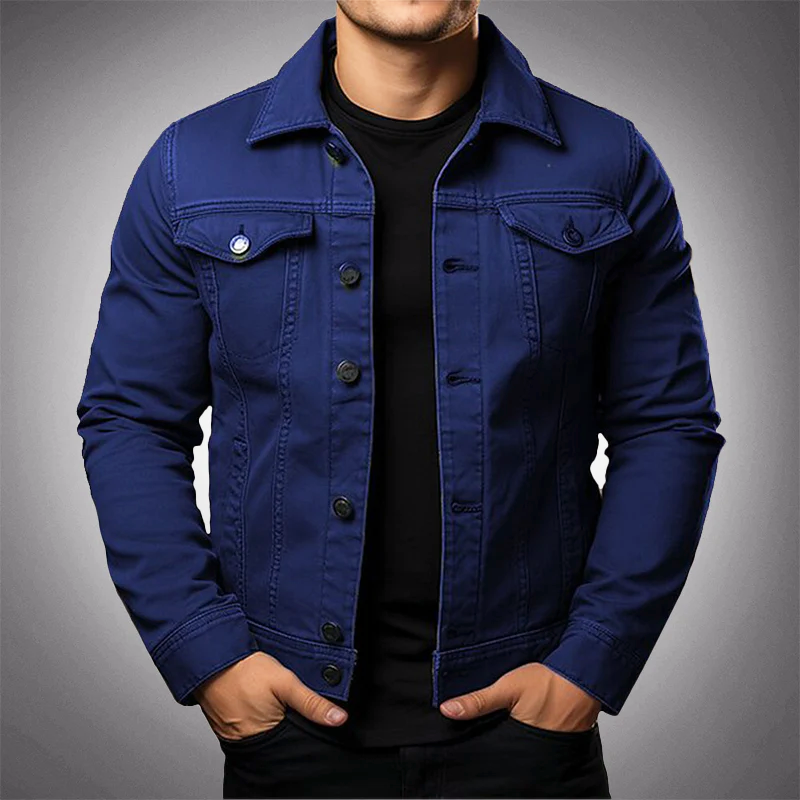 Men's Denim Jacket – Structured Fit – Button Closure – Classic Collar – Breathable Design