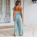 Women's Jumpsuit - Strapless - Waistband - Wide Leg Width - Elegant and Comfortable