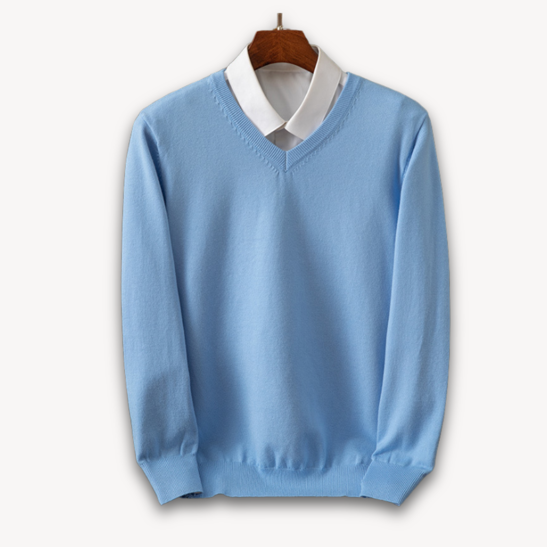 Men's V-neck Sweater – Slim Fit – Soft Knit Quality – Ribbed Edges – Versatile Style