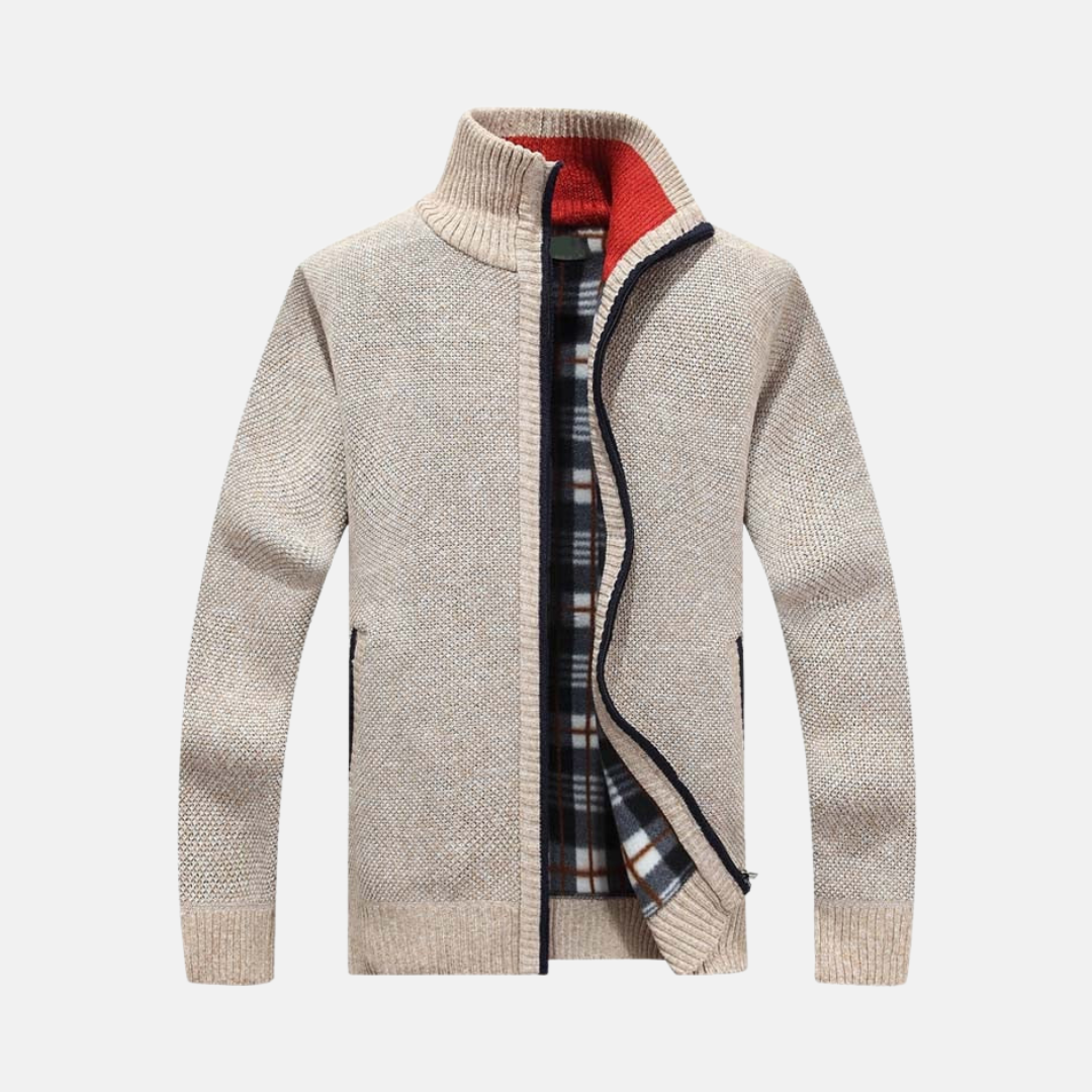 Knit Fleece Lined Ribbed Jacket