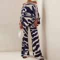 Women's Set – Silk – Relaxed Fit – One-Shoulder Blouse – Wide Pants