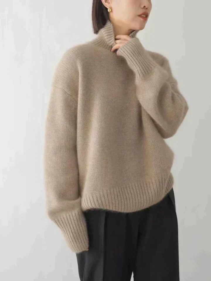 Wool Oversized Dropped Shoulder Turtleneck Sweater