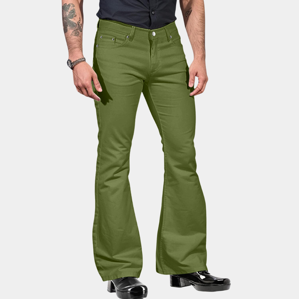 High Waist Tailored Flared Cotton Blend Trousers