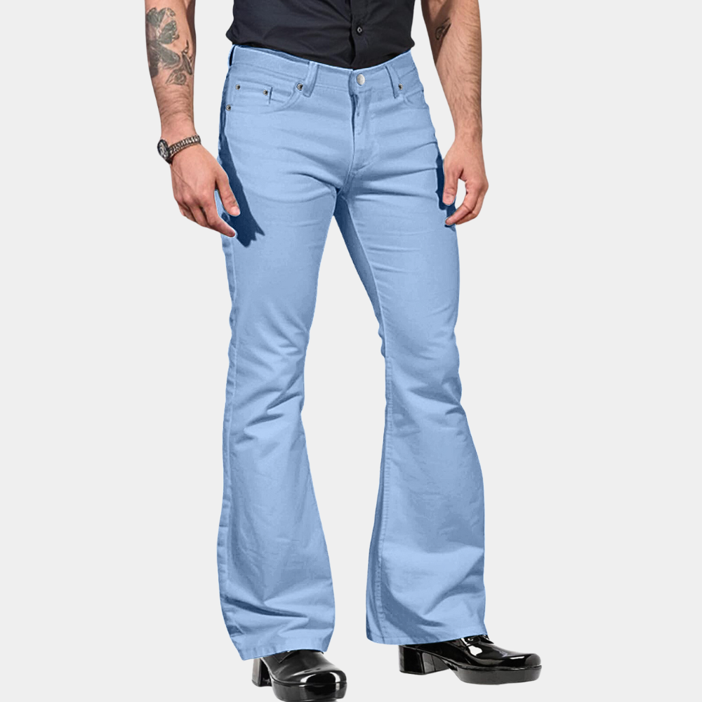 High Waist Tailored Flared Cotton Blend Trousers