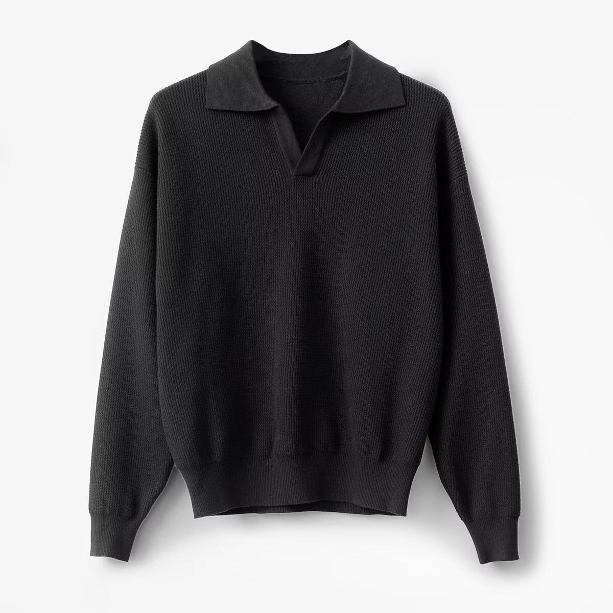 Wool Knit Relaxed Fit Polo Pullover