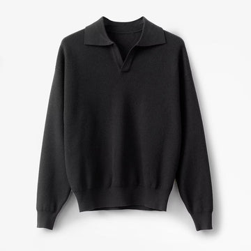 Wool Knit Relaxed Fit Polo Pullover