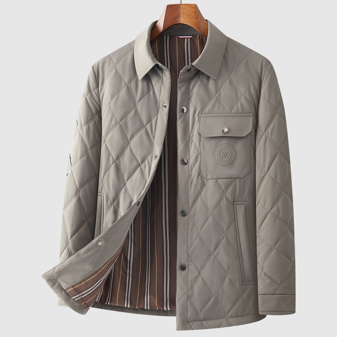 Button Front Diamond Stitch Quilted Jacket