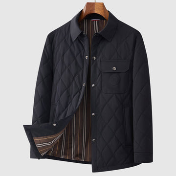 Button Front Diamond Stitch Quilted Jacket