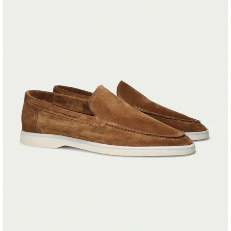 Suede Moc Toe Slip-on Loafers