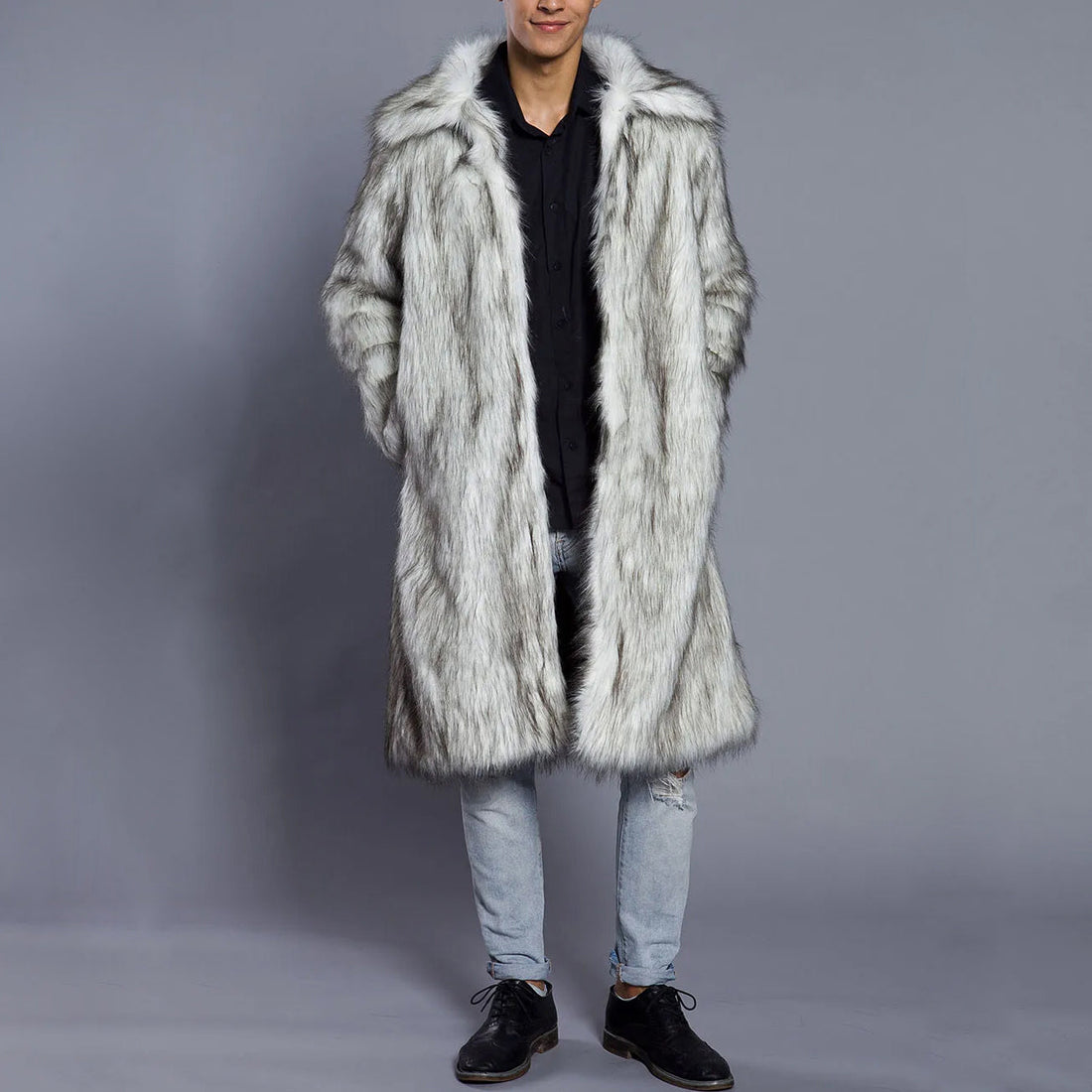 Oversized Voluminous Collar Faux Fur Coat
