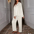Women's Pajama Set - Satin - Long-Sleeved Shirt & Pants - Loose Fit Comfort
