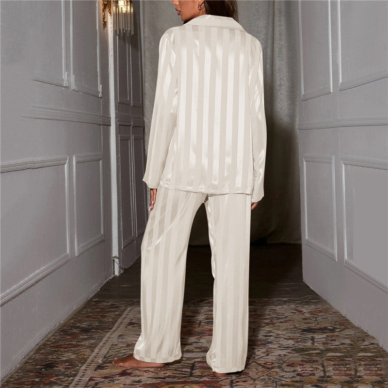 Women's Pajama Set - Satin - Long-Sleeved Shirt & Pants - Loose Fit Comfort