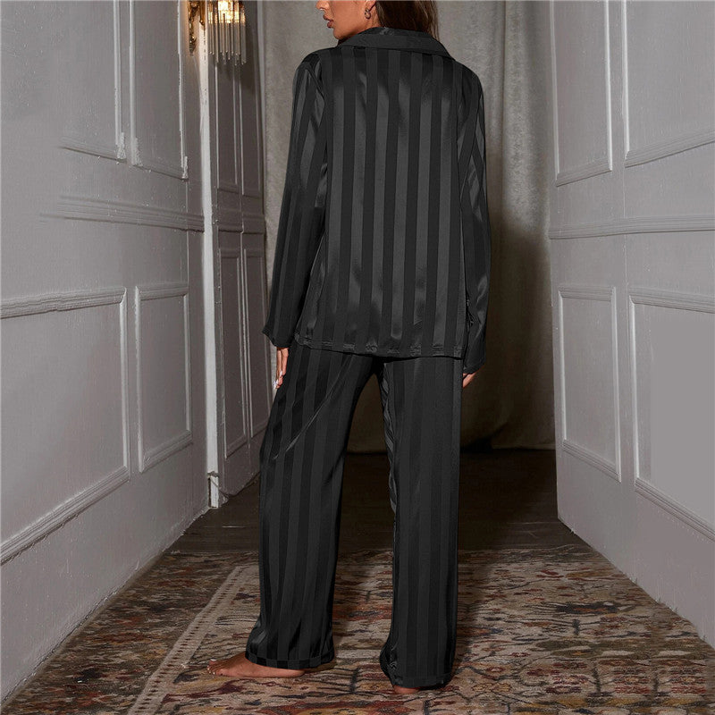 Women's Pajama Set - Satin - Long-Sleeved Shirt & Pants - Loose Fit Comfort