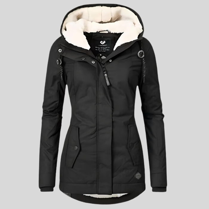 Windproof Lined Fur Trim Parka Jacket
