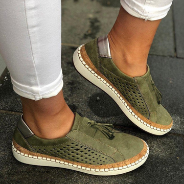 Claire Suede Orthopedic Slip-On Loafers | Perforated Tassel Accent Loafers