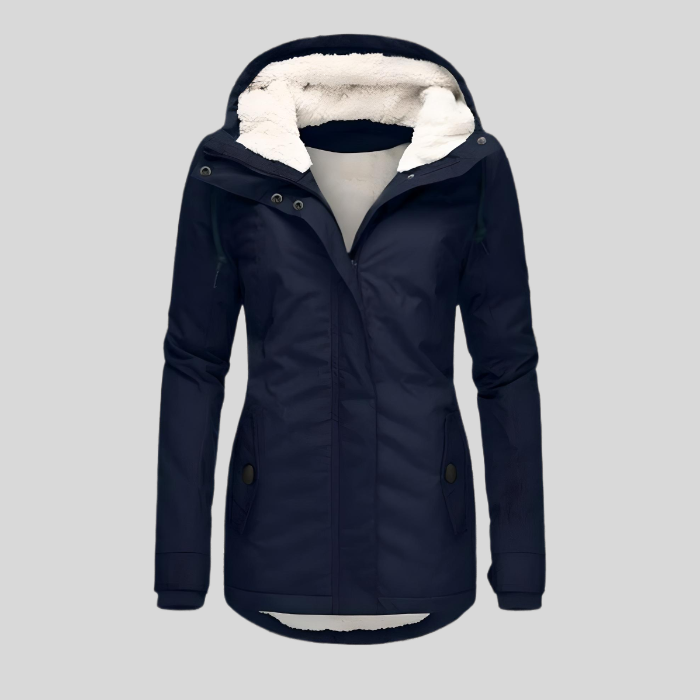 Women's Parka Jacket - Lined & Windproof - Adjustable Fit with Hood & Fur Trim