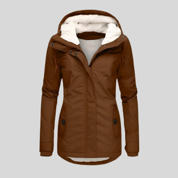 Windproof Lined Fur Trim Parka Jacket
