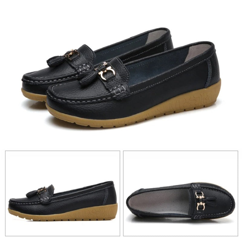 Genuine Leather Soft Sole Slip-on Loafers