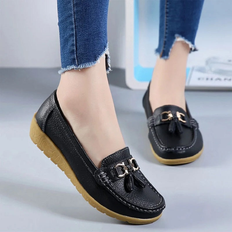 Women's Loafers - Genuine Leather - Soft Sole - Slip-on Comfort
