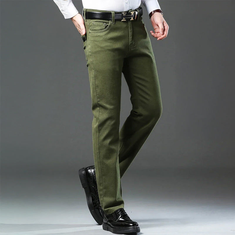 Tailored Tapered Cotton Blend Trousers