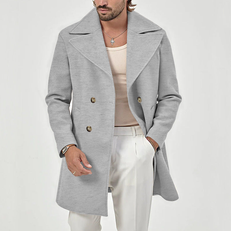 Tailored Double-Breasted Knee Length Wool Coat
