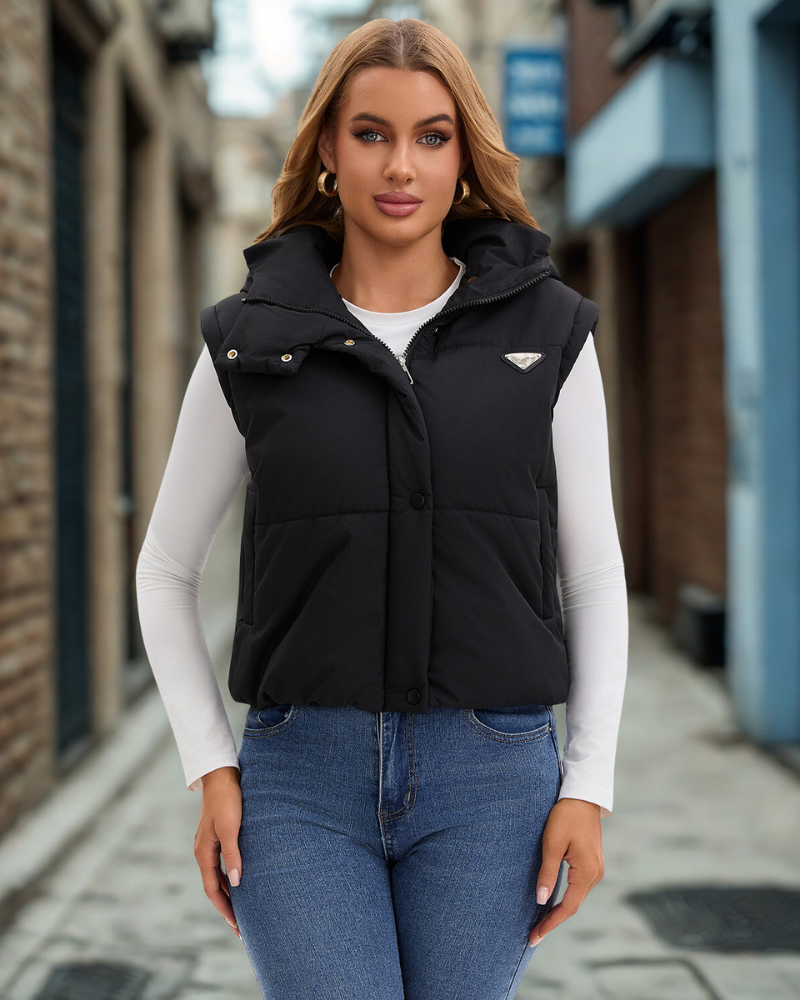 Cropped Boxy Fit Quilted Puffer Jacket