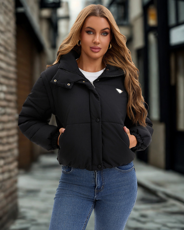 Cropped Boxy Fit Quilted Puffer Jacket