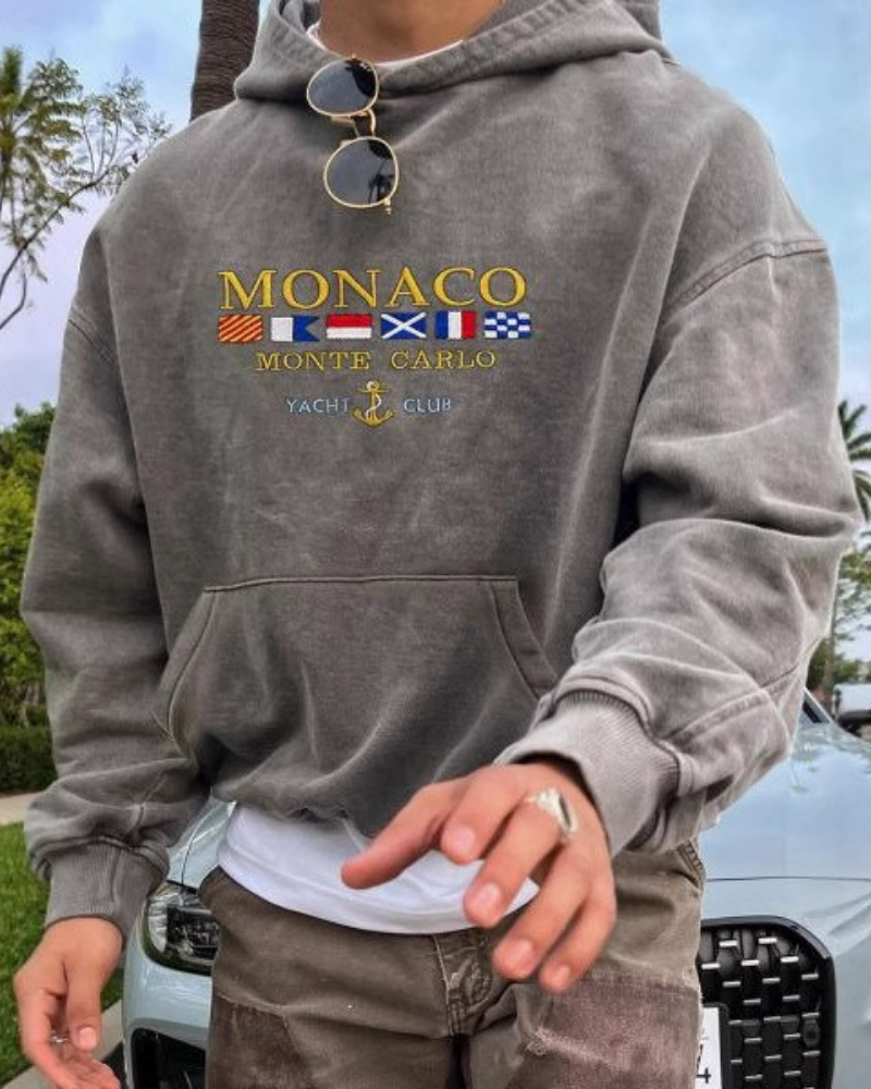 Soft Knit Oversized Embroidered Hooded Sweatshirt