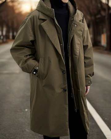Synthetic Blend Oversized Relaxed Hooded Coat