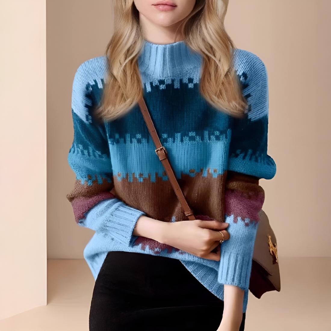 Mock Neck Ribbed Cuff Sweater