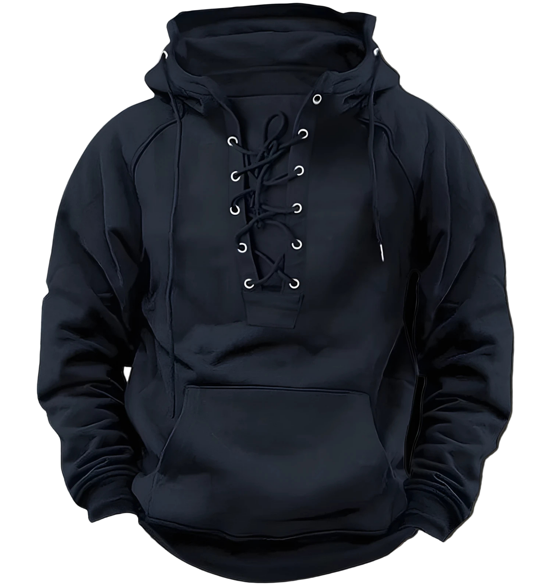 Knit Relaxed Fit Lace-Up Hoodie