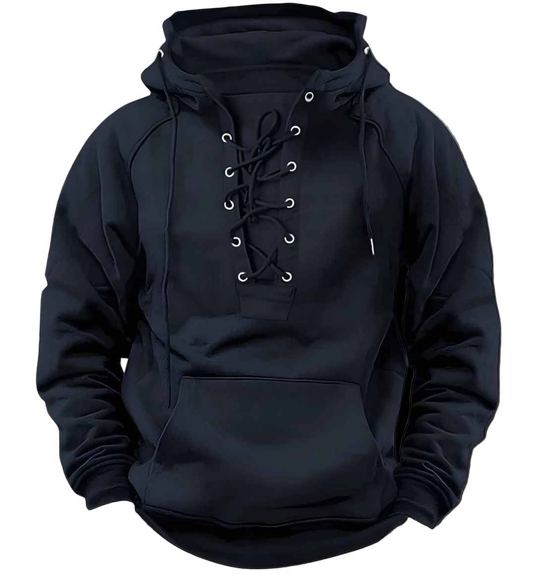 Knit Relaxed Fit Lace-Up Hoodie