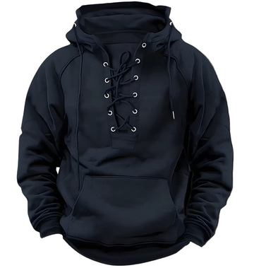 Knit Relaxed Fit Lace-Up Hoodie