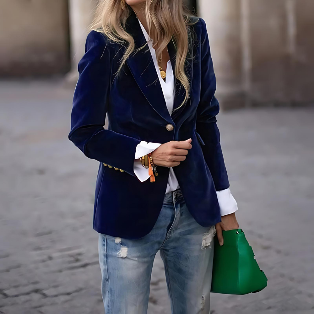 Velvet Blend Slim Fit Notch Lapel Blazer