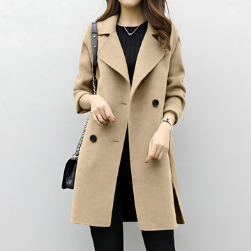 Wool Double Breasted Mid-Thigh Coat