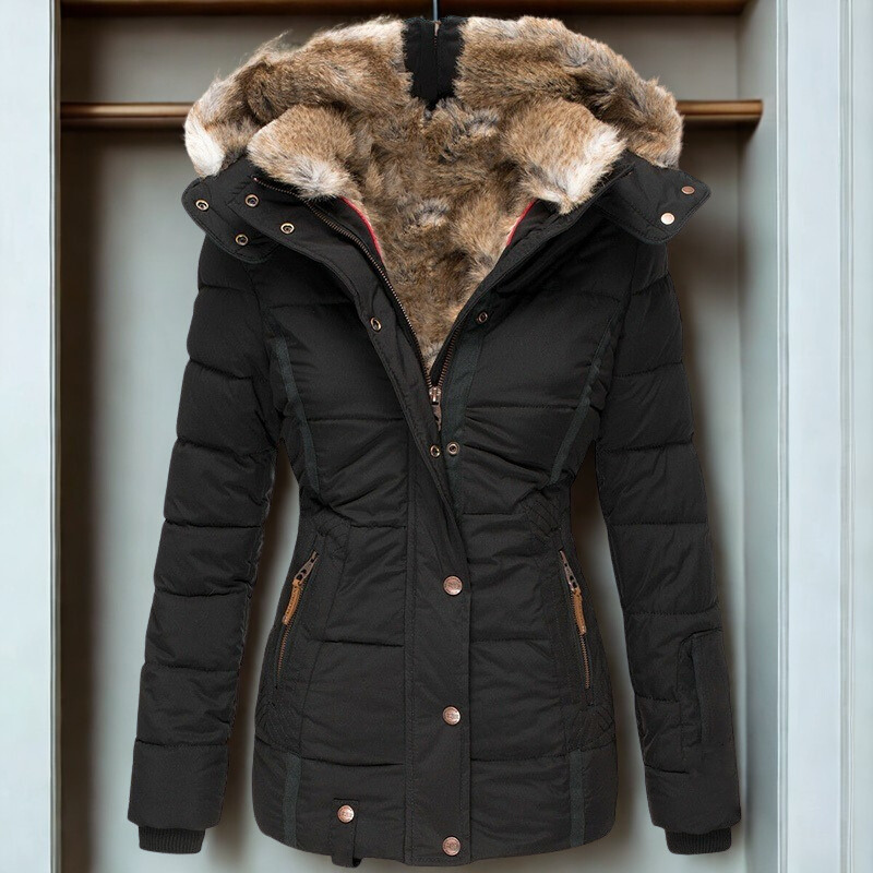 Faux Fur Lined Quilted Slim Jacket
