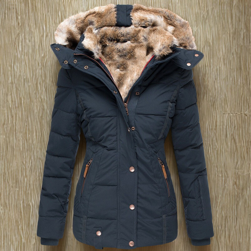 Faux Fur Lined Quilted Slim Jacket
