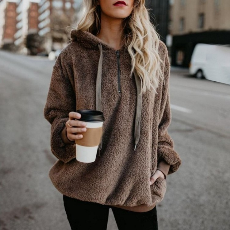 Plush Fleece Loose Fit Hooded Sweatshirt