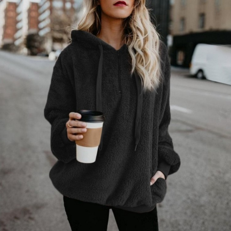Plush Fleece Loose Fit Hooded Sweatshirt