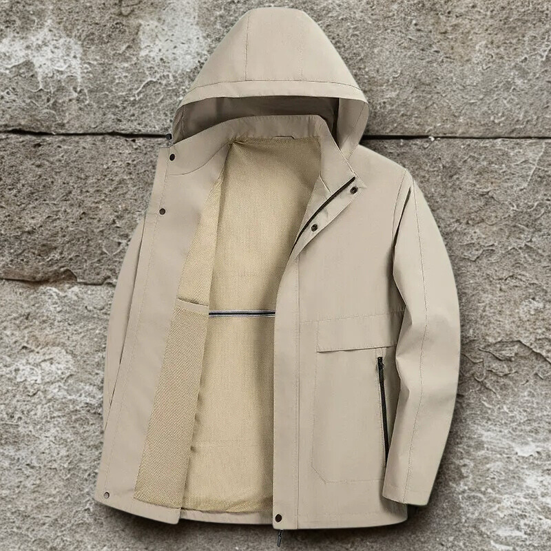 Weather-Resistant Zip and Snap Hooded Jacket