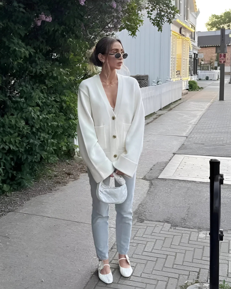 Oversized Knitted Ribbed Trim Cardigan