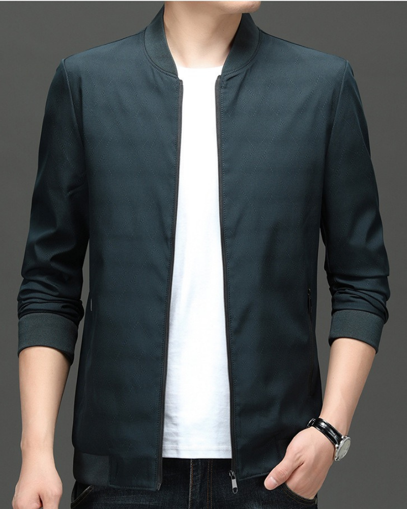 Regular Fit Ribbed Collar Bomber Jacket